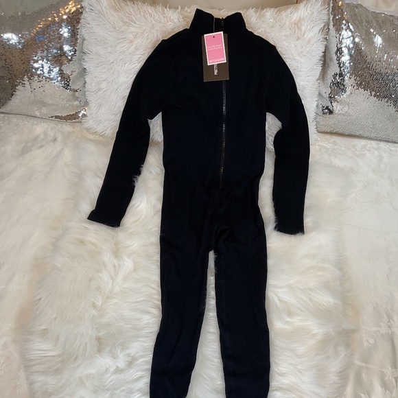 NWT Pretty Little Thing Black Structured Contour Rib Zip Jumpsuit/PLT - Picture 6 of 10